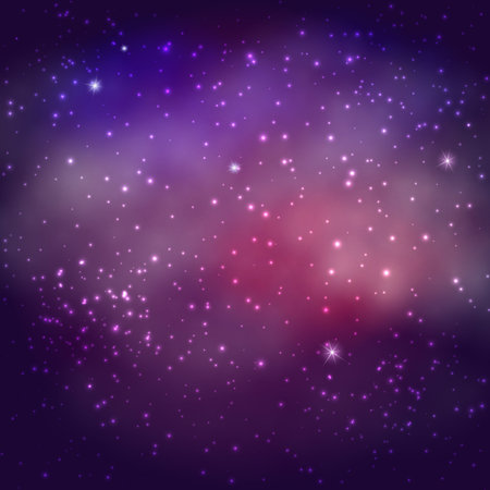 Background Of The Universe. Star Cluster And Nebula - A Cloud In Space. Abstract astronomical galaxy illustration.のイラスト素材