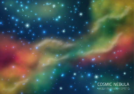 Cosmic Galaxy Background With Nebula, Stardust And Bright Shining Stars. Vector Illustration For Your Design, Artworksのイラスト素材