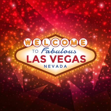 Vector Las Vegas Sign against the red sparkling background.のイラスト素材