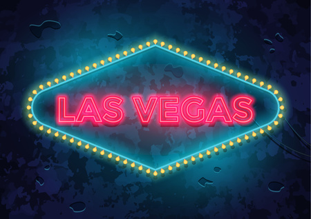 Neon Las Vegas Sign on urban street grunge wall.のイラスト素材