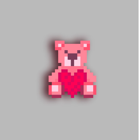 Pixel art Teddy bearのイラスト素材
