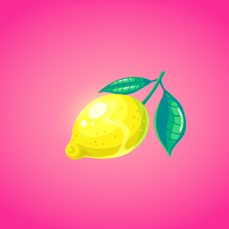 Cute lemon in cartoon style. Symbol of summer vocations. Vector illustration.のイラスト素材