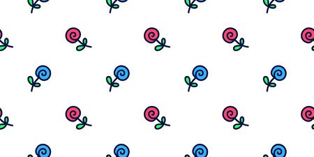 Cute pattern of roses in doodle style. Seamless vector background.のイラスト素材