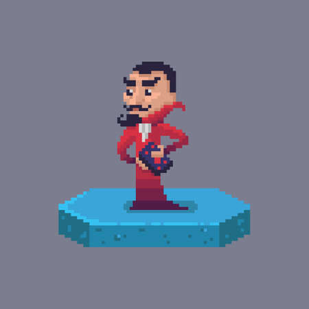 Pixel art sorcerercharacter. Fairytale personage. Cute vector illustration.のイラスト素材