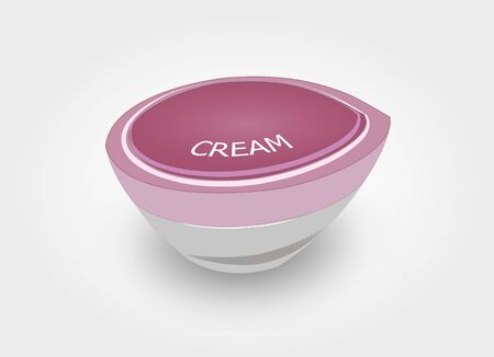 Pink Cream Cap Bottle, Cosmetic Jar With Text on Light Grey Background - Illustration Vectorのイラスト素材