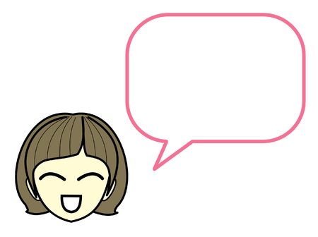 Girl Character Cartoon with Speech Bubble short message Isolated on White Background - Vector Illustrationのイラスト素材