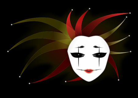 Mysterious Woman Mask  Joker Lady  Dark Background  Vector Illustrationのイラスト素材