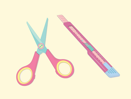 Sweet Color Cutter and Scissors - Vector Illustrationのイラスト素材