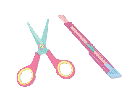 Sweet Color Cutter and Scissors Isolated on White Background - Vector Illustrationのイラスト素材