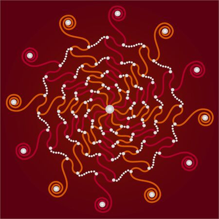 Dark Red Swirl Cobweb Like Mandala Style Pattern Background Illustrationのイラスト素材