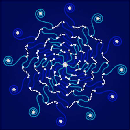 Dark Blue Swirl Cobweb Like Mandala Style Pattern Background Illustrationのイラスト素材