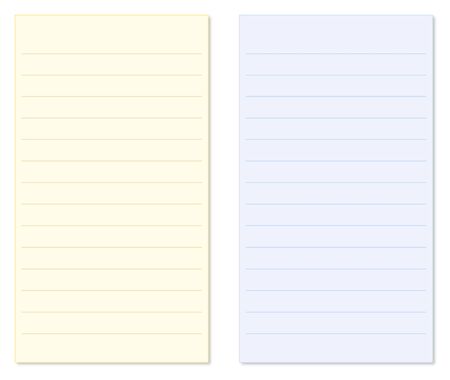 Yellow and Blue Blank Vertical Notepad Paper with Lines Isolated on White Background Illustrationの写真素材