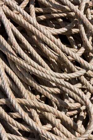 Background image of rope, coiled and usedの写真素材