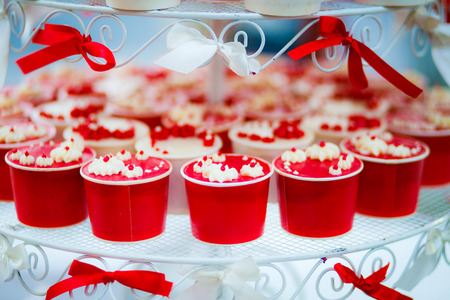 Cupcakes on stand for partyの写真素材