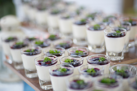 Blueberry panna-cotta recipes for partyの写真素材