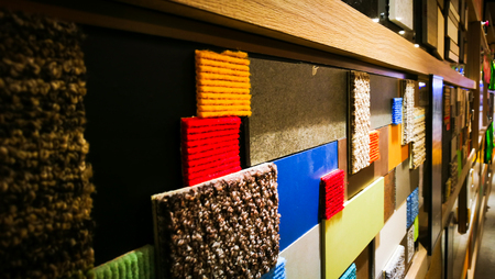 Colorful of carpet on the wall for backgroundの写真素材