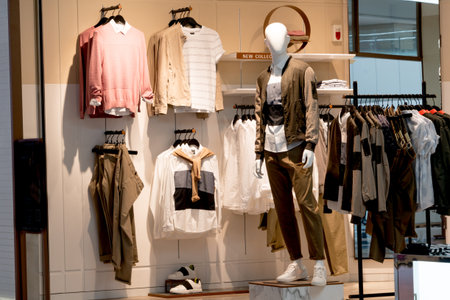 A man model display the fashion clothes in the shopping mallのeditorial素材