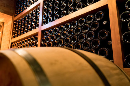 stack up wine bottles in winery shop