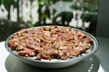 Beef mix with garlic, black pepper and herb drying - Thai foodの写真素材