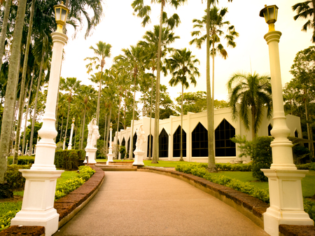 Pattaya Chonburi, Thailand, July 2017 : the walk way to wax figure museum at Wat Yannasangwararamのeditorial素材