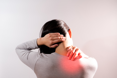 the women suffer from  neck/shoulder injury/painful after workingの写真素材
