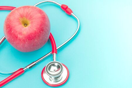 healthcare and medicine stethoscope and red heart symbol healthy and insurance world health day conceptの写真素材