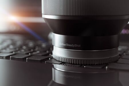 SHANGHAI, CHINA - APR 2018: the Sony A7 RII mirrorless lens. Optical Steady Shot of Sony camera made with macro lens for editorial proposeのeditorial素材