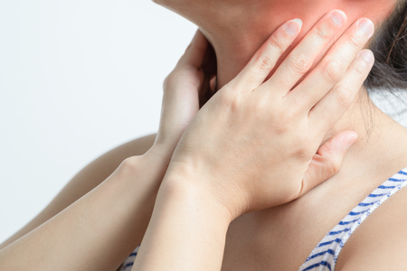 young women neck and shoulder pain injury, healthcare and medical conceptの写真素材