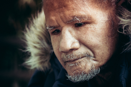 Human rights concept, poverty old man, portrait of poor manの写真素材
