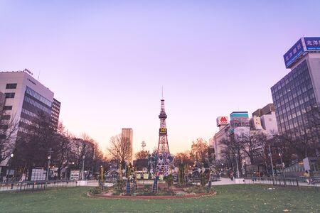 SAPPORO HOKKAIDO, JAPAN - NOV 2018 : Sapporo TV Tower at Odori parkのeditorial素材