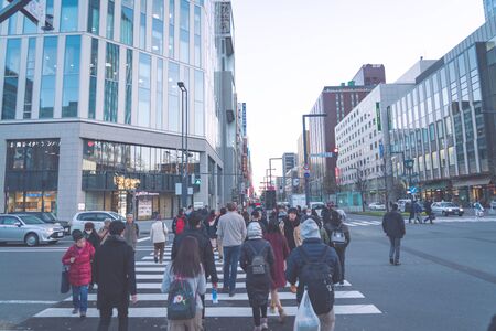 SAPPORO HOKKAIDO, JAPAN - NOV 2018 : crosswalk on a street in Sapporo Hokkaidoのeditorial素材