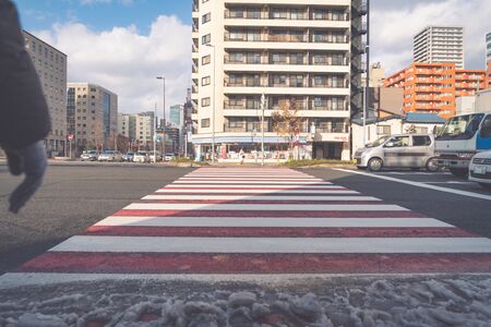 SAPPORO HOKKAIDO, JAPAN - NOV 2018 : crosswalk on a street in Sapporo Hokkaidoのeditorial素材