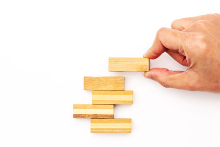 Staircase step to success. Successful business concept. wooden step with copy space