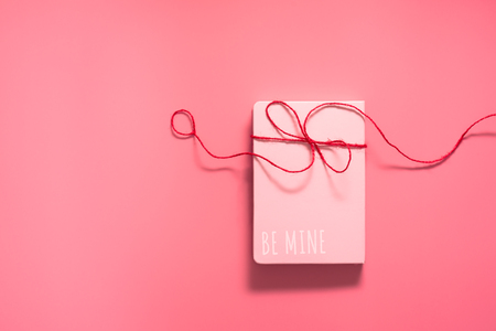 Be mine, Valentine Day concept, Love daily with red hearts on pink backgroundの写真素材