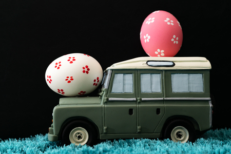 Easter egg, happy Easter sunday hunt holiday decorationsの写真素材