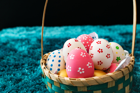 Easter egg, happy Easter sunday hunt holiday decorationsの写真素材
