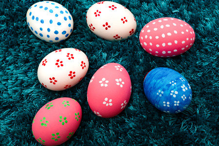 Easter egg, happy Easter sunday hunt holiday decorationsの写真素材