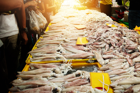Fresh Market Seller, Squid Seafood Fresh Raw Foodの写真素材