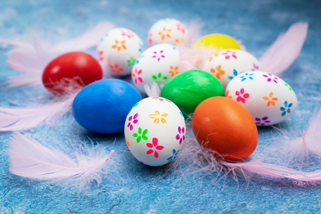 Easter egg, happy Easter sunday hunt holiday decorationsの写真素材