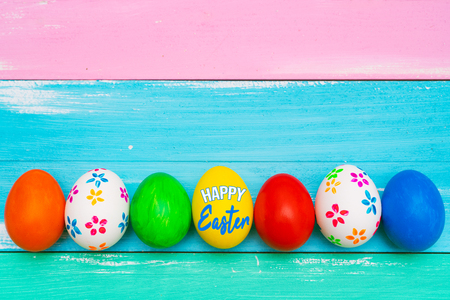 Easter egg, happy Easter sunday hunt holiday decorationsの写真素材