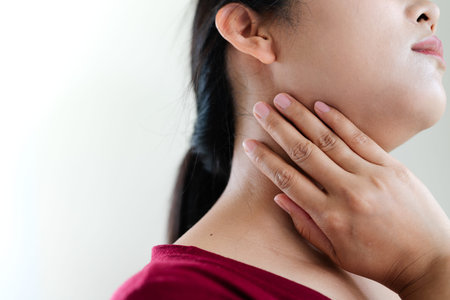 young women neck and shoulder pain injury, healthcare and medical concept