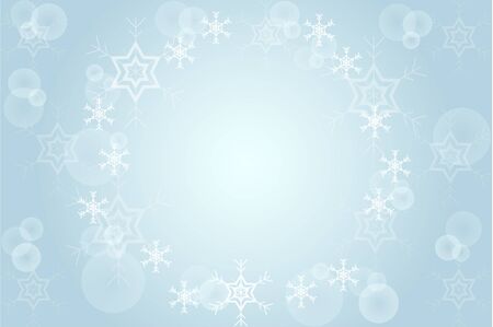 Christmas snow and bokeh on blue background vectorの写真素材