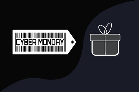 Cyber Monday sale on price tag vector background and giftbox iconのイラスト素材