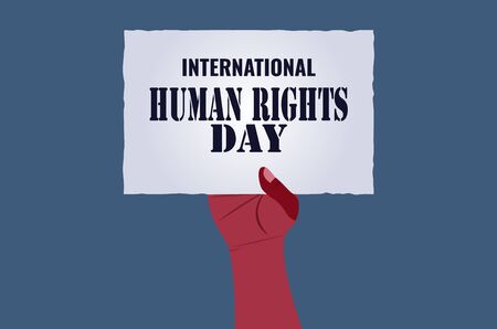 International Human Rights Day concept, Illustration vector hand hold paper on blue backgroundのイラスト素材