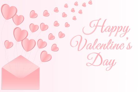 Valentines day concept background. Vector illustration. Pink paper hearts on pastel Pink envelope on pink background. Cute love sale banner or greeting cardのイラスト素材