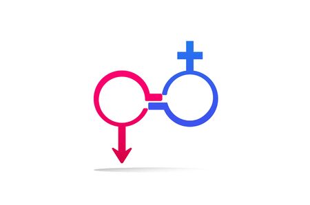 Male and female equality concept. The equality of men and women. Equal rights concept. Gender equality. Women's rightsのイラスト素材