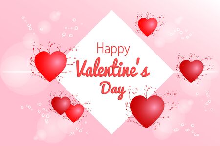 Valentine's day concept. Vector illustration. Red hearts on frame. Cute love sale banner or greeting cardのイラスト素材