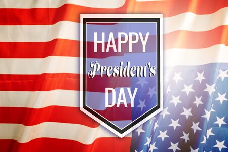 Presidents day celebrate on america flag backgroundの写真素材