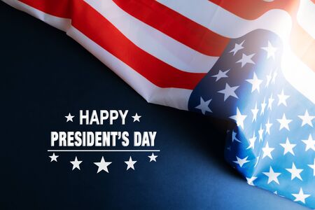 Presidents day celebrate on america flag backgroundの写真素材