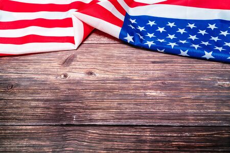 American flag on wooden background for Martin Luther King Day and Presidents day Anniversaryの写真素材